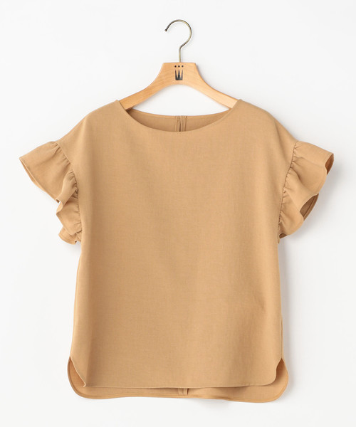 Tiara（ティアラ）の「麻調袖フリルブラウス（シャツ/ブラウス・レディース・ネイビー/ベージュ/グリーン/アイボリー/キャメル・FREE）」の5枚目の写真