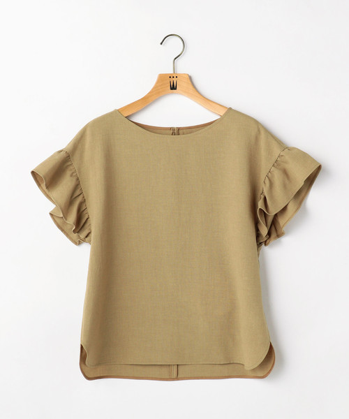 Tiara（ティアラ）の「麻調袖フリルブラウス（シャツ/ブラウス・レディース・ネイビー/ベージュ/グリーン/アイボリー/キャメル・FREE）」の12枚目の写真