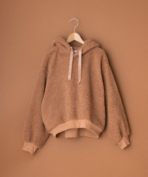OLIVE des OLIVE（オリーブデオリーブ）の「ボア パーカー（パーカー・レディース・オフホワイト/キャメル/グレイッシュベージュ・FREE）」の3枚目の写真