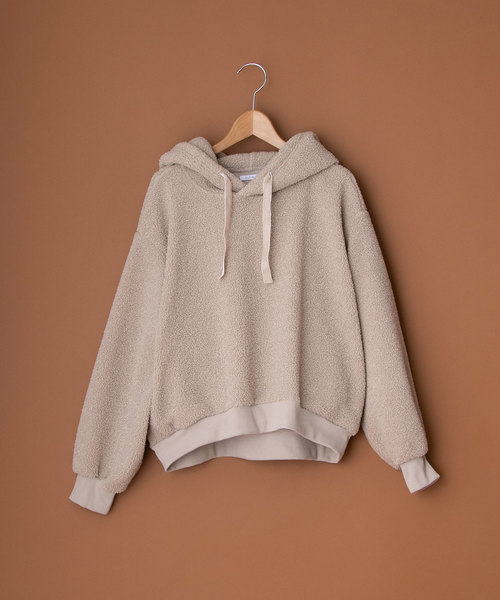 OLIVE des OLIVE（オリーブデオリーブ）の「ボア パーカー（パーカー・レディース・オフホワイト/キャメル/グレイッシュベージュ・FREE）」の2枚目の写真