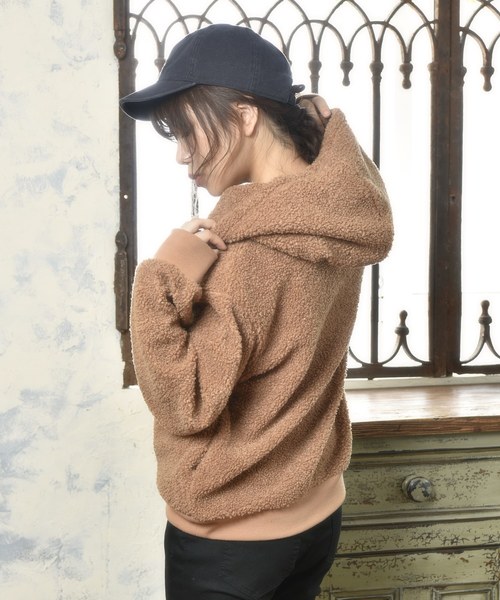 OLIVE des OLIVE（オリーブデオリーブ）の「ボア パーカー（パーカー・レディース・オフホワイト/キャメル/グレイッシュベージュ・FREE）」の16枚目の写真