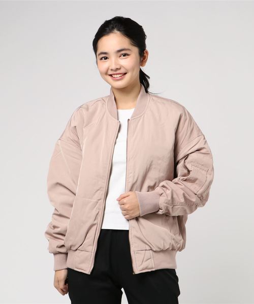 MA-1フライトジャケット ベージュピンク MA-1フライトジャケット ベージュピンク 中綿入りビッグシルエットMA-1