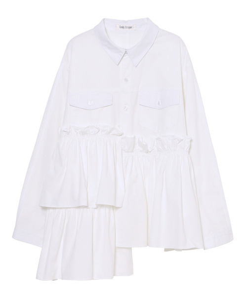 Candy Stripper（キャンディストリッパー）の「RANDOM FRILL シャツ（シャツ/ブラウス・レディース・ホワイト/ブラック/インディゴブルー・2）」の2枚目の写真