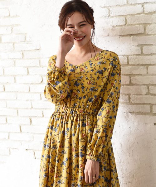 Luz Llena(ラズレナ)の「花柄プリントバックリボンワンピース(ワンピース・レディース・パープル/アイボリー/イエロー・MEDIUM)」の11枚目の写真
