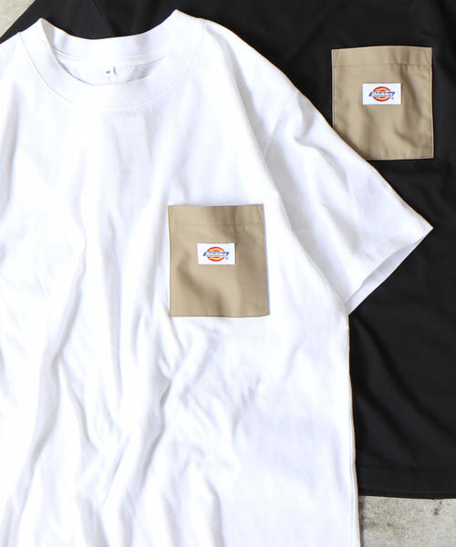 Dickies（ディッキーズ）の「【女性にも人気】Dickies(ディッキーズ)別注ポケットTシャツ19SS(一部WEB限定カラー)（Tシャツ/カットソー・メンズ・ケリー/ネイビー/パープル/その他1/ホワイト/その他4/その他7/ブラック/オリーブ/その他6/その他2/その他3/その他5/レッド/ダークグレー/ベージュ・X-LARGE/SMALL/LARGE/MEDIUM）」の4枚目の写真