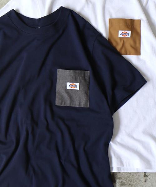Dickies（ディッキーズ）の「【女性にも人気】Dickies(ディッキーズ)別注ポケットTシャツ19SS(一部WEB限定カラー)（Tシャツ/カットソー・メンズ・ケリー/ネイビー/パープル/その他1/ホワイト/その他4/その他7/ブラック/オリーブ/その他6/その他2/その他3/その他5/レッド/ダークグレー/ベージュ・X-LARGE/SMALL/LARGE/MEDIUM）」の7枚目の写真