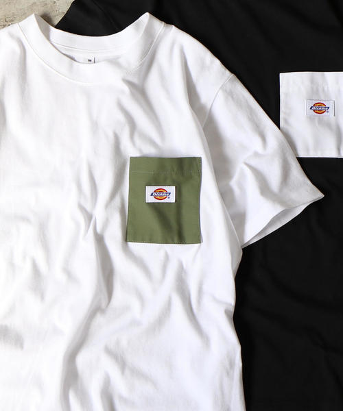 Dickies（ディッキーズ）の「【女性にも人気】Dickies(ディッキーズ)別注ポケットTシャツ19SS(一部WEB限定カラー)（Tシャツ/カットソー・メンズ・ケリー/ネイビー/パープル/その他1/ホワイト/その他4/その他7/ブラック/オリーブ/その他6/その他2/その他3/その他5/レッド/ダークグレー/ベージュ・X-LARGE/SMALL/LARGE/MEDIUM）」の5枚目の写真
