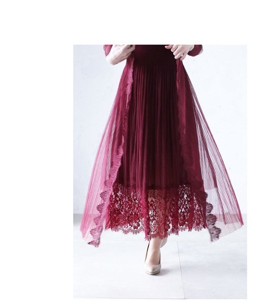 cawaii（カワイイ）の「動く度揺らめく美レース。アコーディオンプリーツワンピース（ワンピース・レディース・レッド・FREE）」の14枚目の写真