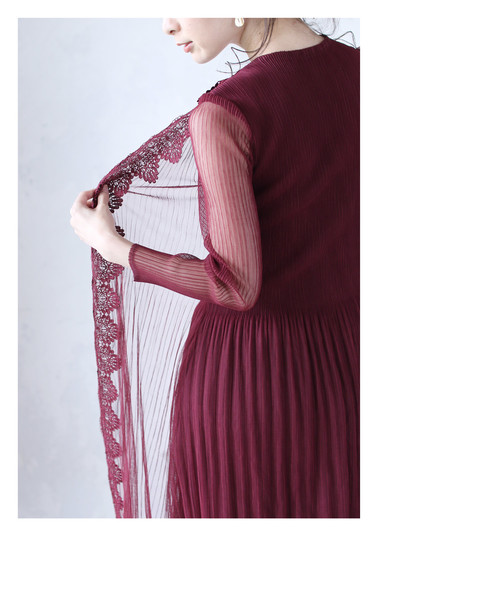 cawaii（カワイイ）の「動く度揺らめく美レース。アコーディオンプリーツワンピース（ワンピース・レディース・レッド・FREE）」の18枚目の写真