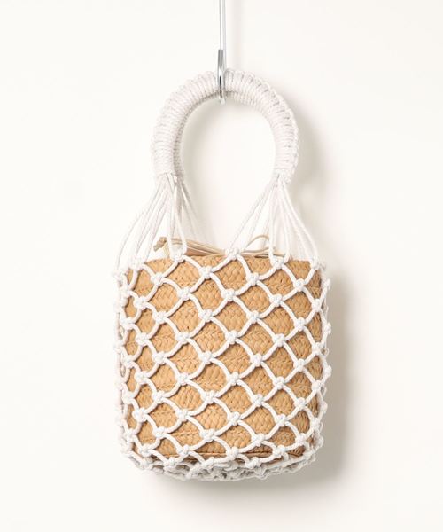 KOBE LETTUCE(コウベレタス)の「メッシュバケツトートカゴバッグ(かごバッグ・レディース・ホワイト/ブラック・FREE)」の3枚目の写真