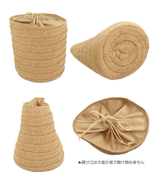 KOBE LETTUCE(コウベレタス)の「メッシュバケツトートカゴバッグ(かごバッグ・レディース・ホワイト/ブラック・FREE)」の8枚目の写真