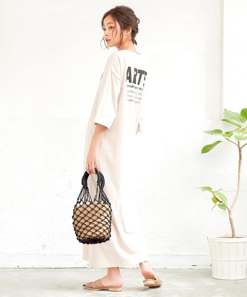 KOBE LETTUCE(コウベレタス)の「メッシュバケツトートカゴバッグ(かごバッグ・レディース・ホワイト/ブラック・FREE)」の14枚目の写真