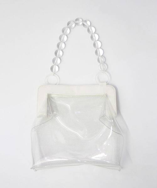 SMIR NASLI（サミールナスリ）の「PVC Purse / ビーズクリアバッグ（ハンドバッグ・レディース・ホワイト/ブラウン・フリー）」の2枚目の写真