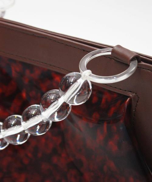SMIR NASLI（サミールナスリ）の「PVC Purse / ビーズクリアバッグ（ハンドバッグ・レディース・ホワイト/ブラウン・フリー）」の5枚目の写真
