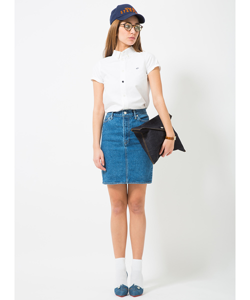 SEA（シー）の「VINTAGE590 ハイライズオリジナルセルヴィッチデニムスカート（デニムスカート・レディース・ホワイト/インディゴブルー/ライトブルー/ワンウォッシュ・1/2/0）」の3枚目の写真