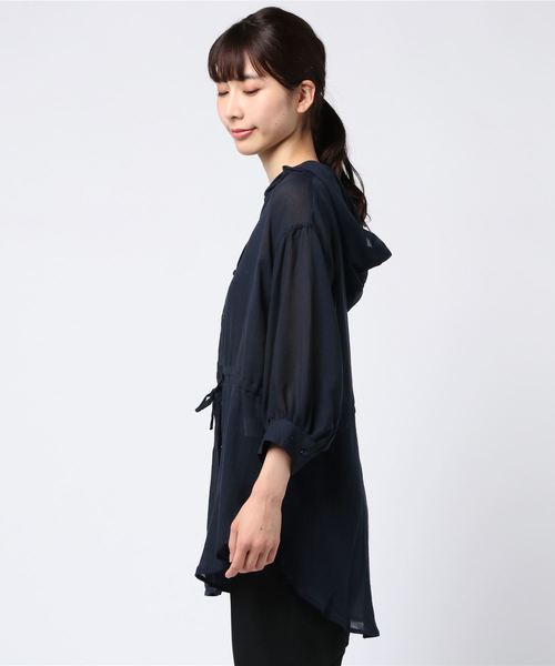 rps(アールピーエス)の「エステルガーゼフード付きブラウス(シャツ/ブラウス・レディース・ベージュ/ネイビー/オフホワイト・M)」の5枚目の写真