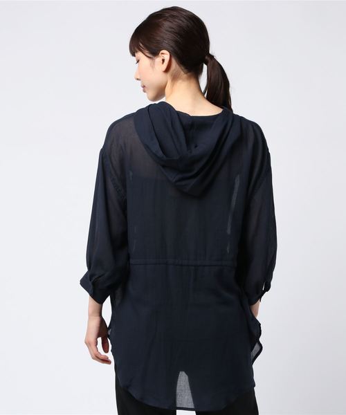 rps(アールピーエス)の「エステルガーゼフード付きブラウス(シャツ/ブラウス・レディース・ベージュ/ネイビー/オフホワイト・M)」の10枚目の写真