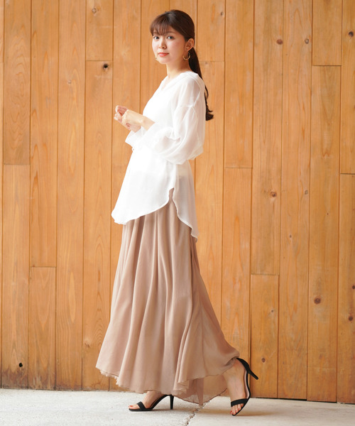 rps(アールピーエス)の「エステルガーゼフード付きブラウス(シャツ/ブラウス・レディース・ベージュ/ネイビー/オフホワイト・M)」の4枚目の写真