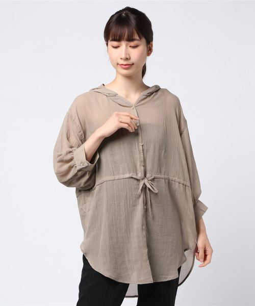 rps(アールピーエス)の「エステルガーゼフード付きブラウス(シャツ/ブラウス・レディース・ベージュ/ネイビー/オフホワイト・M)」の9枚目の写真