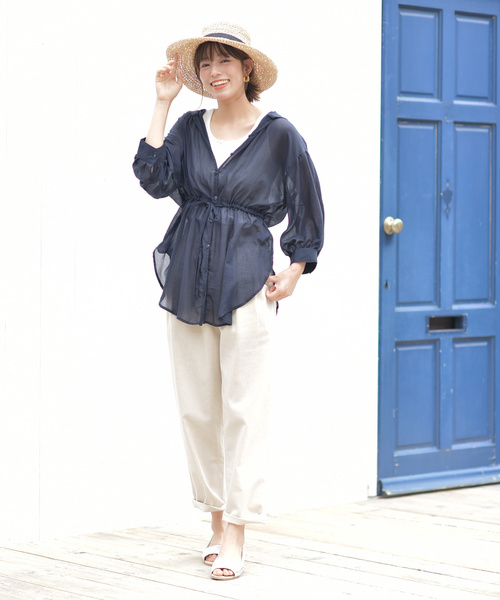 rps(アールピーエス)の「エステルガーゼフード付きブラウス(シャツ/ブラウス・レディース・ベージュ/ネイビー/オフホワイト・M)」の12枚目の写真