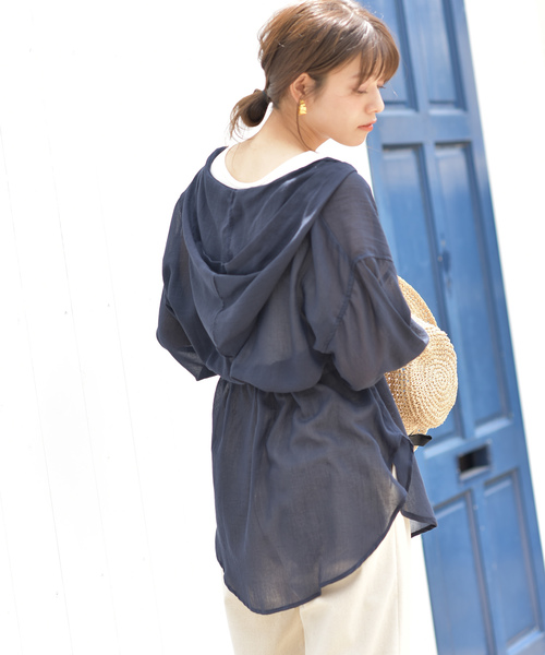 rps(アールピーエス)の「エステルガーゼフード付きブラウス(シャツ/ブラウス・レディース・ベージュ/ネイビー/オフホワイト・M)」の13枚目の写真