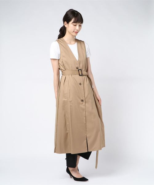 INTERPLANET（インタープラネット）の「ＢＡＣＫ異素材切替ロングジレ（ベスト・レディース・ブラック/カーキ/キャメル・FREE）」の3枚目の写真