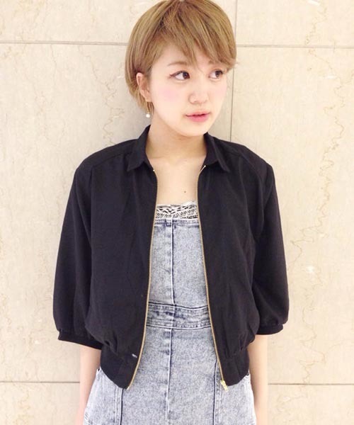 Kastane（カスタネ）の「【Kastane】襟付き楊柳シャツブルゾン（シャツ/ブラウス・レディース・ブルー/オフホワイト/ブラック/チャコールグレー・FREE）」の2枚目の写真