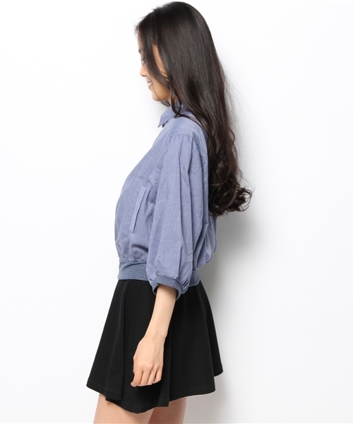 Kastane（カスタネ）の「【Kastane】襟付き楊柳シャツブルゾン（シャツ/ブラウス・レディース・ブルー/オフホワイト/ブラック/チャコールグレー・FREE）」の14枚目の写真