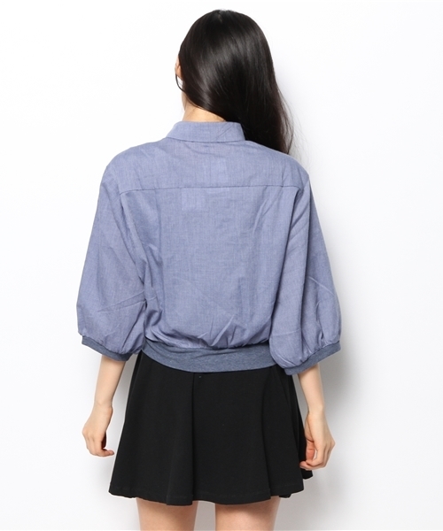 Kastane（カスタネ）の「【Kastane】襟付き楊柳シャツブルゾン（シャツ/ブラウス・レディース・ブルー/オフホワイト/ブラック/チャコールグレー・FREE）」の15枚目の写真