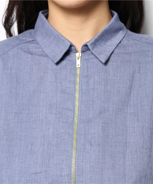 Kastane（カスタネ）の「【Kastane】襟付き楊柳シャツブルゾン（シャツ/ブラウス・レディース・ブルー/オフホワイト/ブラック/チャコールグレー・FREE）」の8枚目の写真