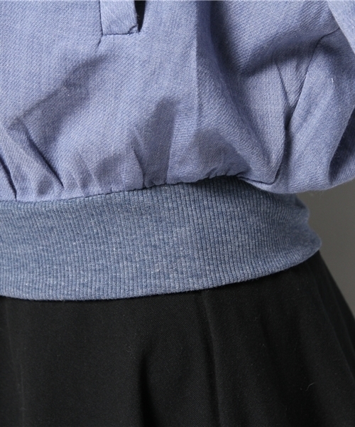 Kastane（カスタネ）の「【Kastane】襟付き楊柳シャツブルゾン（シャツ/ブラウス・レディース・ブルー/オフホワイト/ブラック/チャコールグレー・FREE）」の11枚目の写真