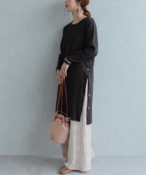 reca（レカ）の「サイドボタンワンピース（ワンピース・レディース・ブラック/ダークグレー/ベージュ/オフホワイト・FREE）」の17枚目の写真