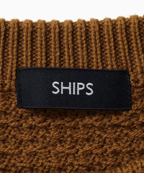 SHIPS(シップス)の「SC: 7ゲージ バスケット ピケ クルーネック ニット(ニット/セーター・メンズ・ダークブラウン/ネイビー/オフホワイト/ダークブルー/キャメル・SMALL/MEDIUM/LARGE/X-LARGE)」の10枚目の写真