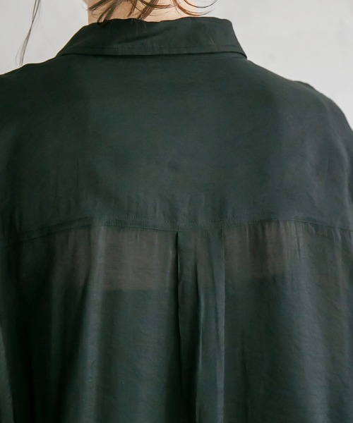 rectangle(レクタングル)の「オーバーサイズシアーシャツ(シャツ/ブラウス・レディース・ブラック/ベージュ/ブルー/ラベンダー/アイボリー/モカ/ミント/オレンジ/カーキ/オリーブ/パープル・FREE)」の14枚目の写真