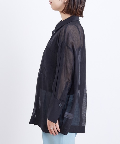 ADAM ET ROPE'（アダムエロペ）の「【WEB限定】シアーオーバーシャツ（シャツ/ブラウス・レディース・ブラック/ベージュ/ピンク系その他・FREE）」の10枚目の写真