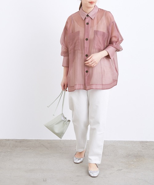 ADAM ET ROPE'（アダムエロペ）の「【WEB限定】シアーオーバーシャツ（シャツ/ブラウス・レディース・ブラック/ベージュ/ピンク系その他・FREE）」の20枚目の写真