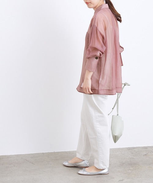 ADAM ET ROPE'（アダムエロペ）の「【WEB限定】シアーオーバーシャツ（シャツ/ブラウス・レディース・ブラック/ベージュ/ピンク系その他・FREE）」の8枚目の写真