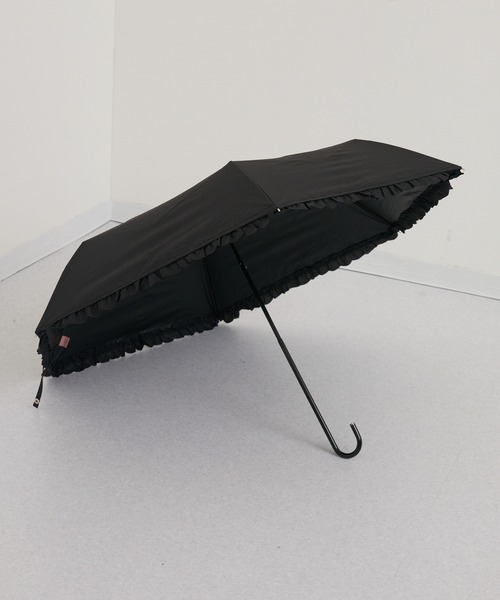 ピコ　新品未使用　フリル　日傘　晴雨兼用　ブラック 折りたたみ傘 晴雨兼用 遮光 PUヒートカット フリルミニ