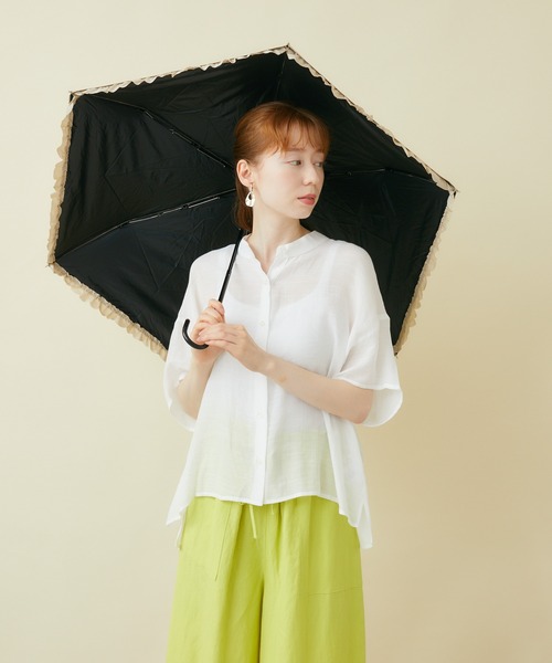 because PUヒートカット晴雨兼用折りたたみフリル日傘（遮光率