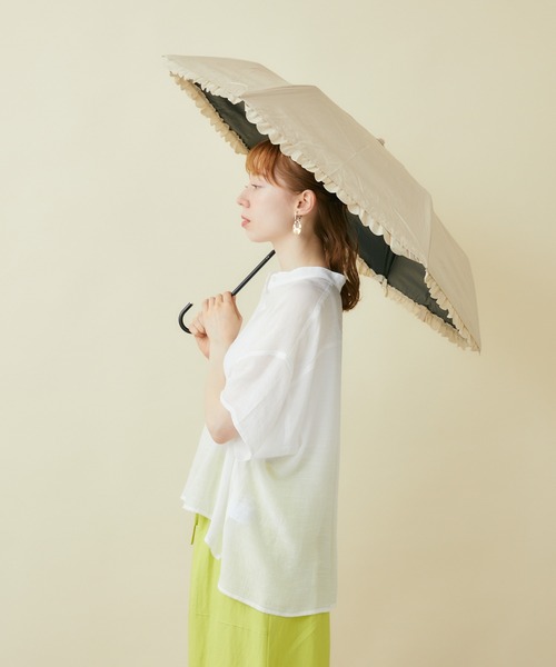because PUヒートカット晴雨兼用折りたたみフリル日傘（遮光率