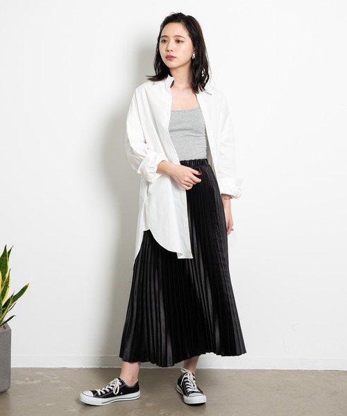 Aunt Marie's(アントマリーズ)の「AUNT MARIE’S サテンプリーツロングスカート(スカート・レディース・ブラック/ベージュ/ブルー/ナチュラル・FREE)」の19枚目の写真