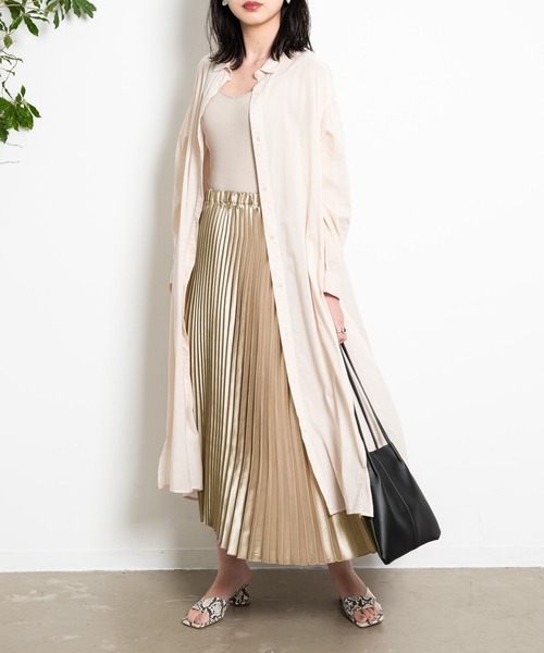 Aunt Marie's(アントマリーズ)の「AUNT MARIE’S サテンプリーツロングスカート(スカート・レディース・ブラック/ベージュ/ブルー/ナチュラル・FREE)」の11枚目の写真