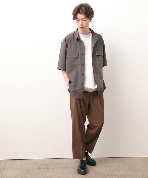 JUNRED(ジュンレッド)の「ワイドプラケットショートスリーブシャツ(シャツ/ブラウス・メンズ・ホワイト/チャコールグレー/サックスブルー・S/M/L)」の7枚目の写真