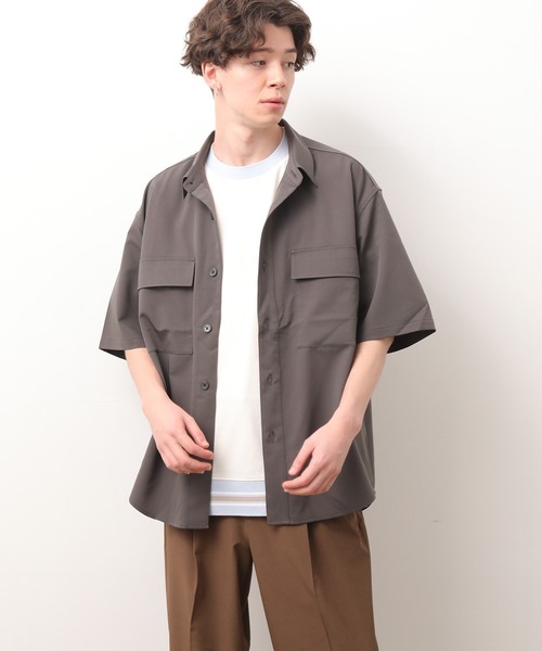 JUNRED(ジュンレッド)の「ワイドプラケットショートスリーブシャツ(シャツ/ブラウス・メンズ・ホワイト/チャコールグレー/サックスブルー・S/M/L)」の18枚目の写真