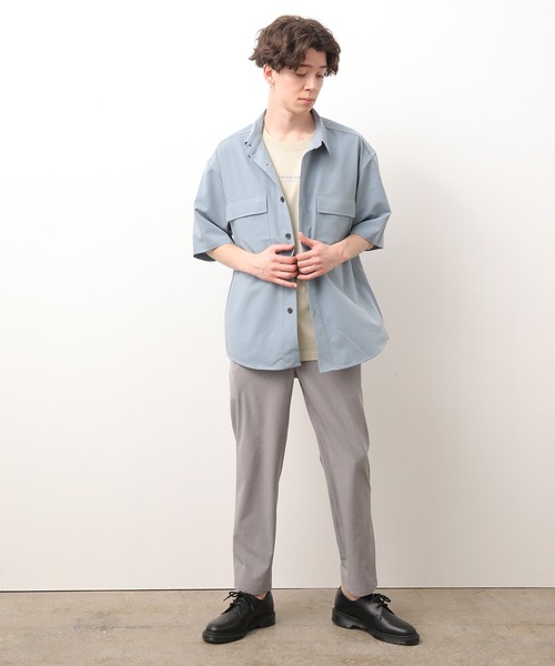 JUNRED(ジュンレッド)の「ワイドプラケットショートスリーブシャツ(シャツ/ブラウス・メンズ・ホワイト/チャコールグレー/サックスブルー・S/M/L)」の12枚目の写真