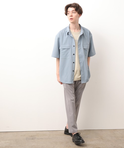 JUNRED(ジュンレッド)の「ワイドプラケットショートスリーブシャツ(シャツ/ブラウス・メンズ・ホワイト/チャコールグレー/サックスブルー・S/M/L)」の14枚目の写真