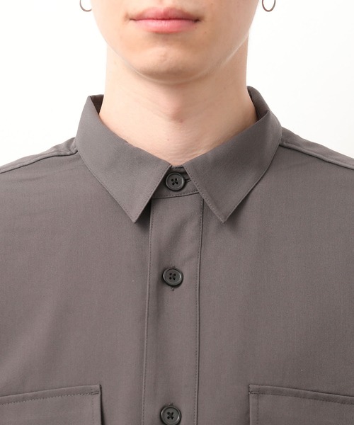 JUNRED(ジュンレッド)の「ワイドプラケットショートスリーブシャツ(シャツ/ブラウス・メンズ・ホワイト/チャコールグレー/サックスブルー・S/M/L)」の17枚目の写真