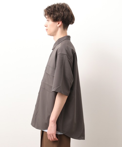 JUNRED(ジュンレッド)の「ワイドプラケットショートスリーブシャツ(シャツ/ブラウス・メンズ・ホワイト/チャコールグレー/サックスブルー・S/M/L)」の9枚目の写真