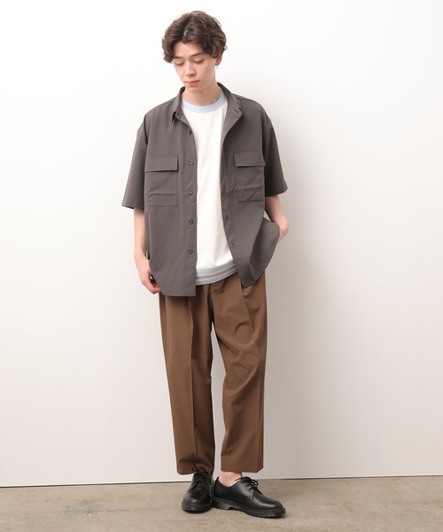 JUNRED(ジュンレッド)の「ワイドプラケットショートスリーブシャツ(シャツ/ブラウス・メンズ・ホワイト/チャコールグレー/サックスブルー・S/M/L)」の16枚目の写真