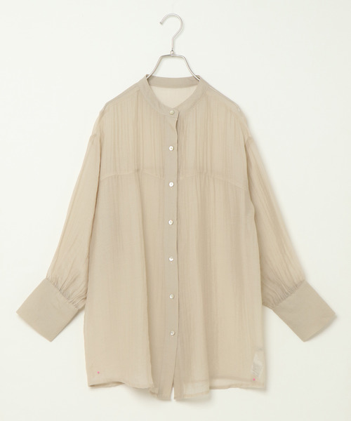 notch.(ノッチ)の「バンドカラーシアーシャツ(シャツ/ブラウス・レディース・ベージュ/ライラック/ライトベージュ・M)」の5枚目の写真